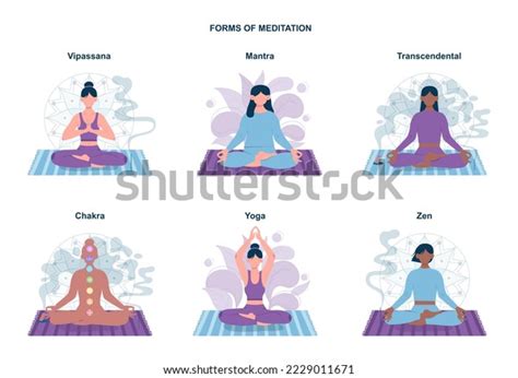 Meditation Practice Forms Set Zen Yoga Stock Vector Royalty Free