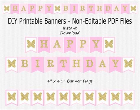 Happy Birthday Banner Printable Pdf Pink Kami Mcallister