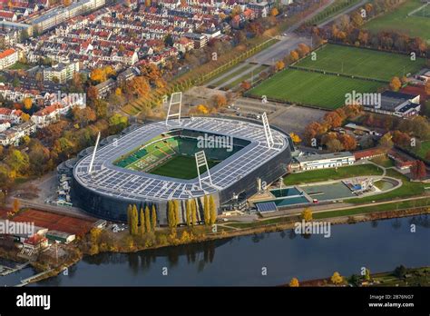 Weser Stadium in Bremen at river Weser, the stadium of the Bundesliga ...