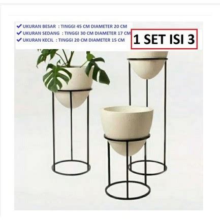 Jual HARGA 3 RAK 1 SET ISI 3 Standing Pot Besi POT STANDING