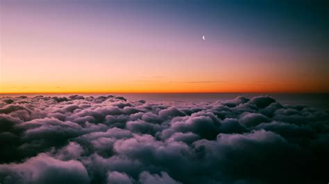 Sunset Horizon Above Clouds 4K Wallpapers | HD Wallpapers | ID #28169