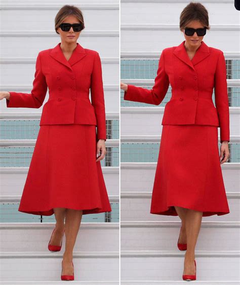 Melania Trump wears red suit and black sunglasses in Paris | Style ...