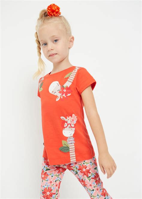 Printed Motif Sustainable Cotton T Shirt Girl Mayoral