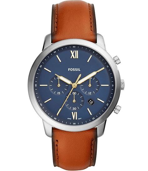 Fossil Neutra Chronograph Blue Dial Brown Leather Watch | Dillard's