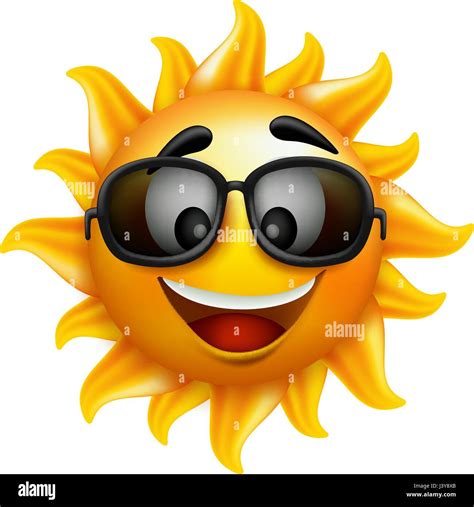 Summer Sun Face Vector Design Wearing Sunglasses With Happy Smile Character Isolated In White