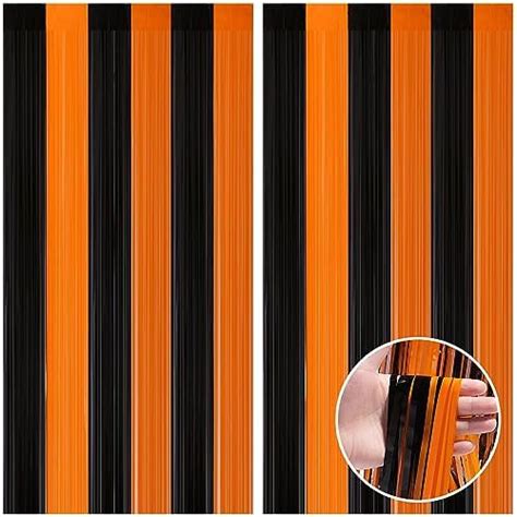 Amazon CANREVEL 2 Pack 3 3x8 2 Feet Black And Orange Foil Fringe