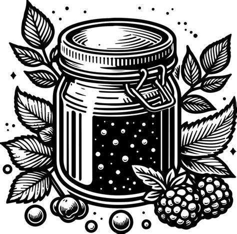 Premium Vector Jam Jar Black Outline Illustration Coloring Book