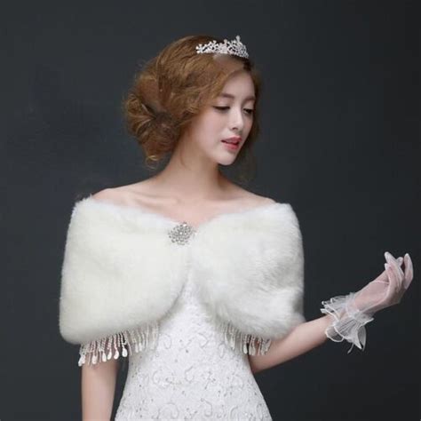 Women Faux Fur Shawl Fluffy Shrug Bolero Cape Warm Wedding Banquet