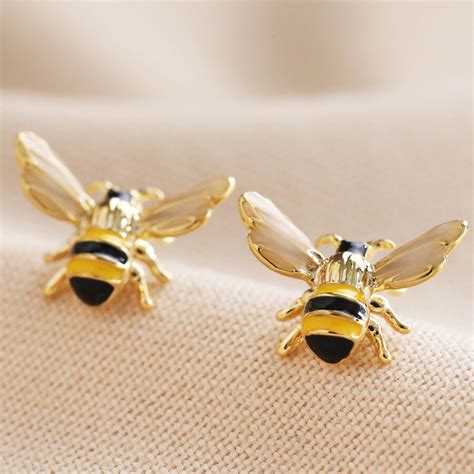 Bumble Bee Gold Stud Earrings