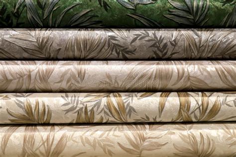 Rolled Up Rolls Of Vinyl Wallpaper Different Textures And Colors As