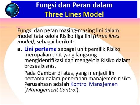 Model Tiga Lini Three Lines Model Tata Kelola Risiko Training Risk