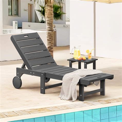 Lue Bona Heli Recycled Dark Gray Patio Lounge Chair Plastic Stackable