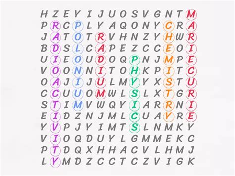 Marie Curie Word Search Sopa De Letras