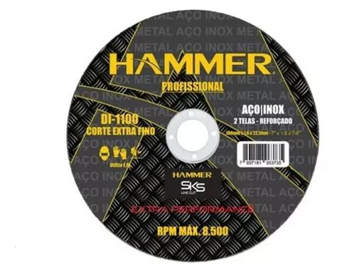 Discode Corte Hammer Profissional Disco Inox 7 Polegadas 115mm X 1mm