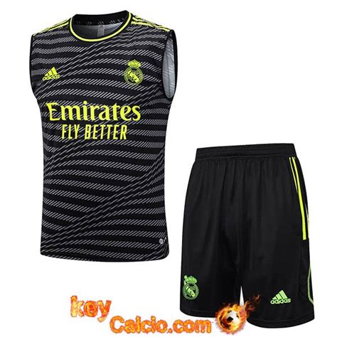 Le Nuove Nuova Kit Canotta Allenamento Pantaloncini Real Madrid Nero