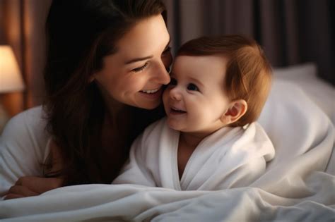 Premium AI Image | Portrait of mother and baby beautiful and smiling ...