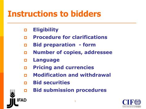 Ppt Instructions To Bidders Powerpoint Presentation Free Download