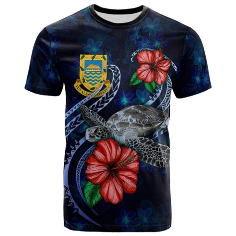 AIO Pride Tuvalu Polynesian T Shirt Blue Turtle Hibiscus AIO Pride