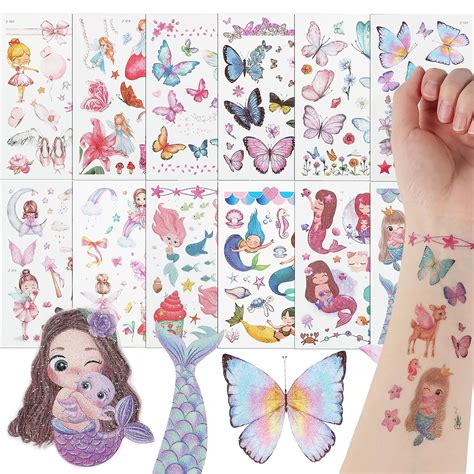 Blatt Schmetterling Meerjungfrau Glitzer Tattoos Set Kinder M Dchen