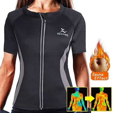 Ningmi Hot Shirt For Women Neoprene Sauna Sweat Vest Weight Loss Blouse Long Sleeve Slimming