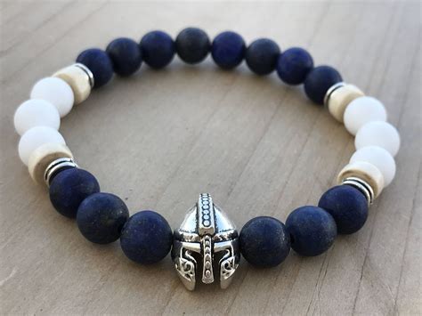 Matte Lapis Lazuli Bracelet Matte White Onyx Bracelet Mens Etsy