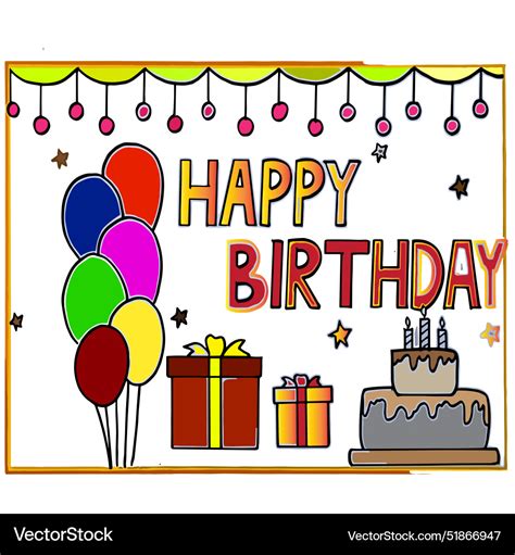 Happy Birthday Card Royalty Free Vector Image Vectorstock