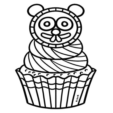 Marmota cupcake página para colorear aislada para niños Vector Premium