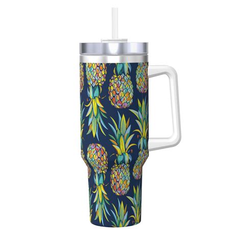 Rocae Colorful Pineapples For OZ Ice Bully With Handle Keeps Drinks Hot Or Cold For Hours
