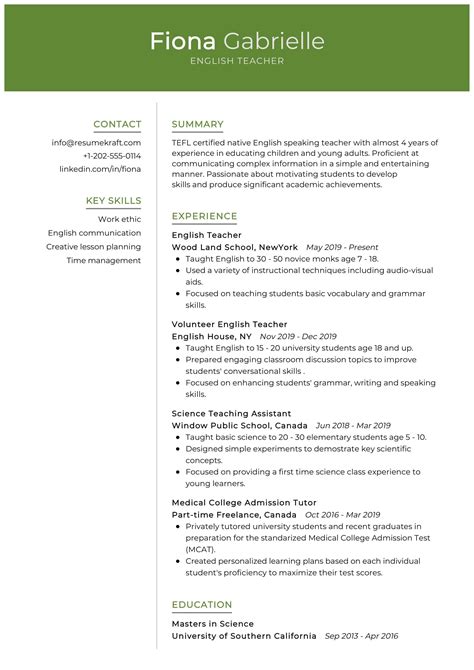 English Teacher Resume Sample 2022 Writing Tips Resumekraft 2023