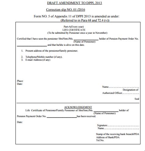 Life Certificate New Format Pcda Circular No183 Govtempdiary