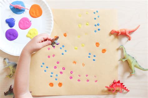 Dinosaur Footprint Painting Activity - Toddler at Play