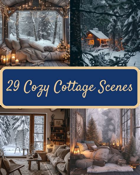 29 Winter Themed Cozy Cottage Scenes Clips Hygge Cozy PNG Instant ...