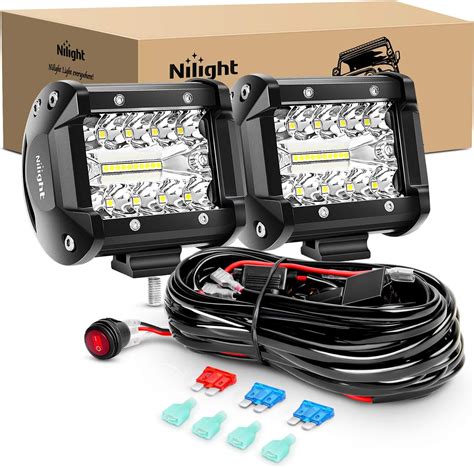 Nilight Barra De Luz LED 2 Unidades 60 W 4 Pulgadas Combo De Luz De