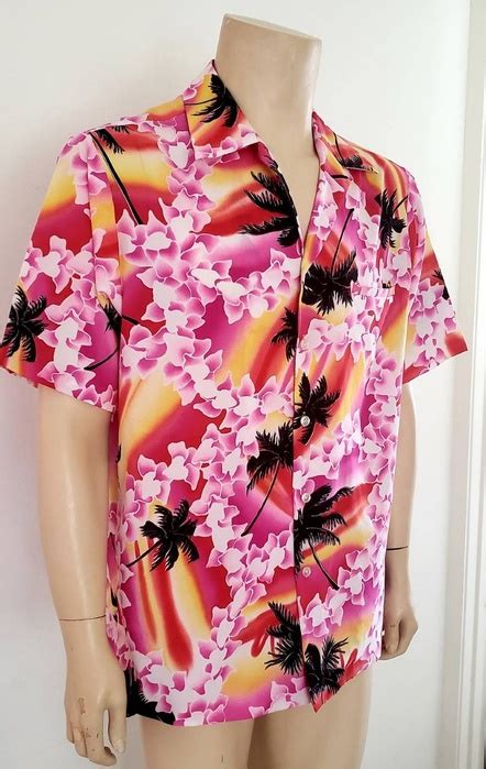 Hilo Hattie Pink Floral Hawaiian Shirt L Hilo Hatties Mod Poly1980s Grailed