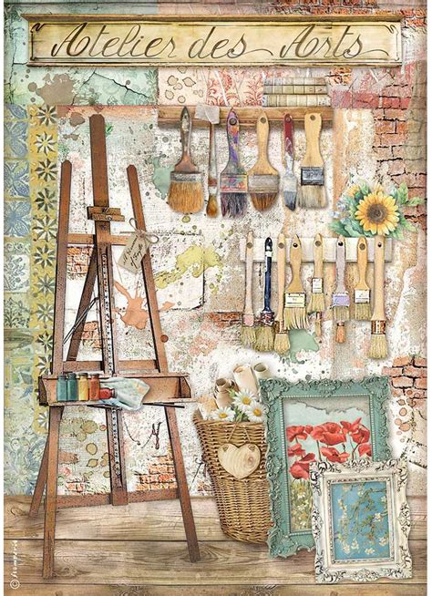 Stamperia Rice Paper Sheet A4 Easel Atelier Des Arts 5993110013969