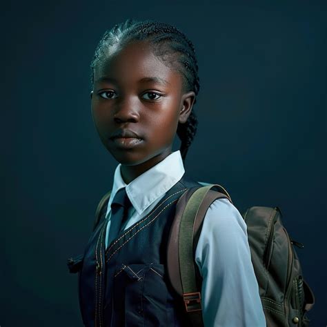 Premium Photo Pretty African School Girl In A Uniform Looking Clean