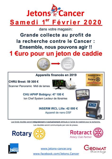 Jeton Le Cancer Rotary Club DEvry Corbeil