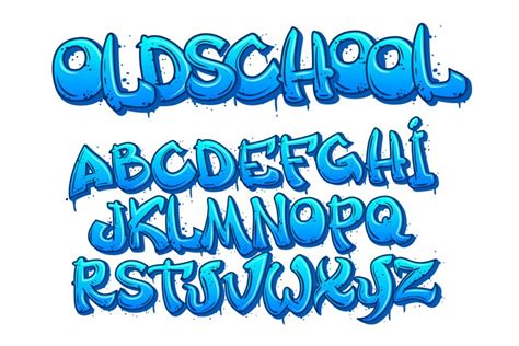 Old school graffiti cartoon alphabet capital letters