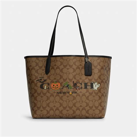 Coach Outlet City Tote In Signature Canvas With Halloween In Brown Lyst