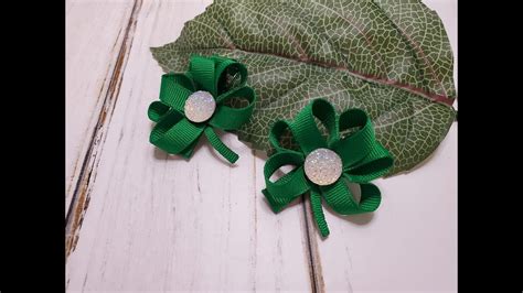 How To Make A Clover Out Of Ribbon Tutorial By Justaddabow Youtube