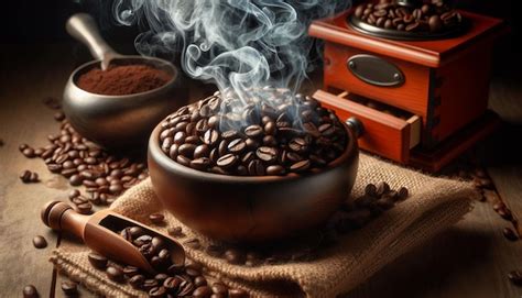 Premium Photo | Coffee grinder and coffee beans on a wooden background