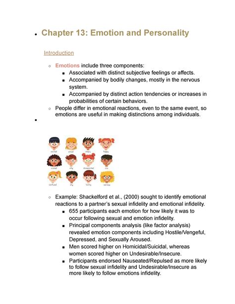 Psych 429 0001 Chapter 13 Chapter 13 Emotion And Personality Introduction Emotions Include