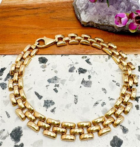 Vintage 14k Gold Otc Puff Brick Bracelet 7 12 Inches Etsy