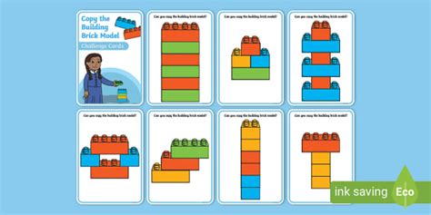 Simple Building Brick Model Challenge Cards | Twinkl