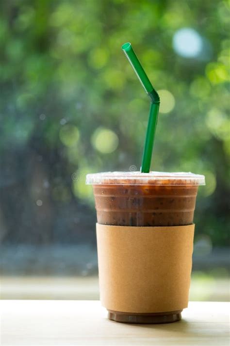 Iced Mocha With Straw In Plastic Cup Stock Image Image Of Brown Milk