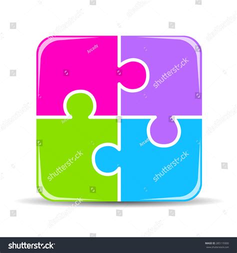 Four Part Puzzle Diagram Stock Vector Royalty Free 285119300