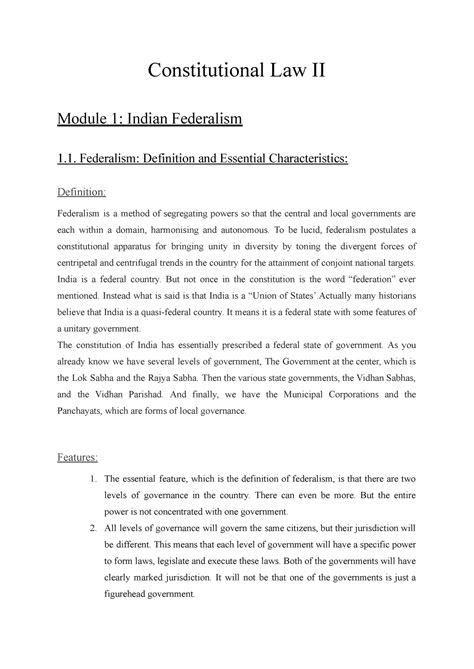 Constitutional Law Module 1 Constitutional Law Ii Module 1 Indian