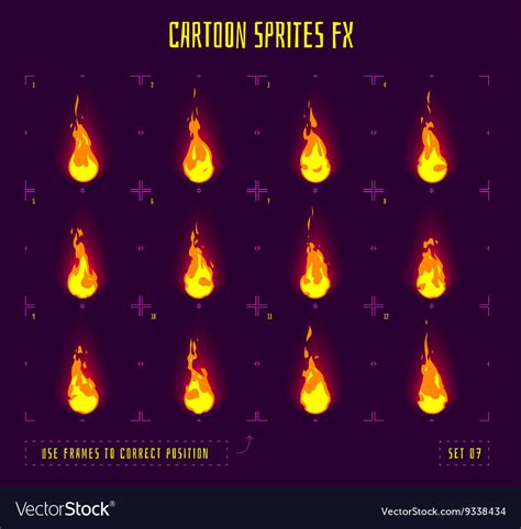 Animation Frames Or Fire Sprites Royalty Free Vector Image