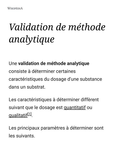 Validation de méthode analytique Validation de méthode analytique Une