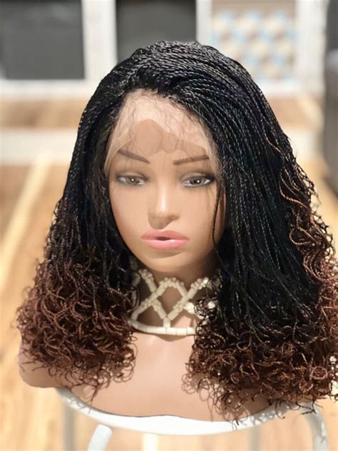 braided two-tone curly wig made on a full lace wig. | eBay | Artistic ...